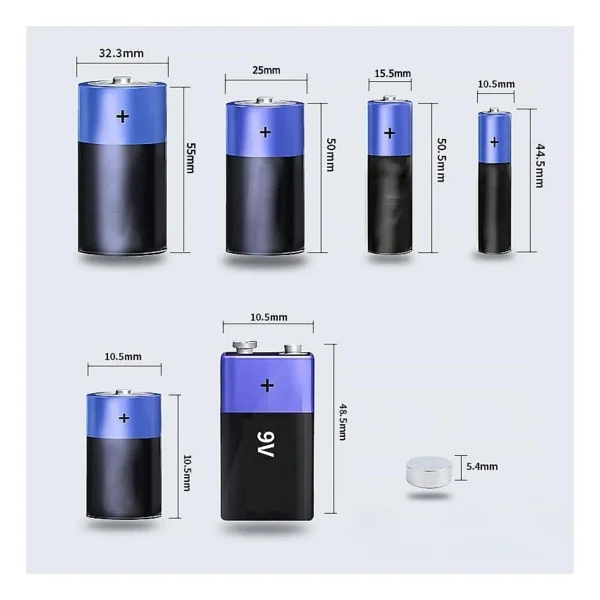 Mey İthalat Mey Ithalat Evrensel Dijital Pil Test Cihazı - Aa, Aaa, C, D, N, 9v Ve Düğme Pil Uyumlu Mini Pil Kapasite & Seviye Ölçer - Görsel 4