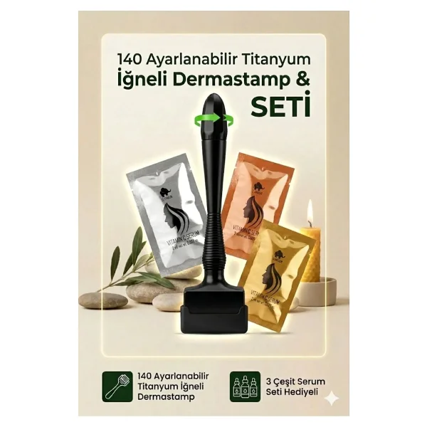 Elamour 140 Titanyum Iğneli Ayarlanabilir Iğne Ölçülü (0.25-3.0mm) - Serum Hediyeli - Siyah Dermastamp - Görsel 6
