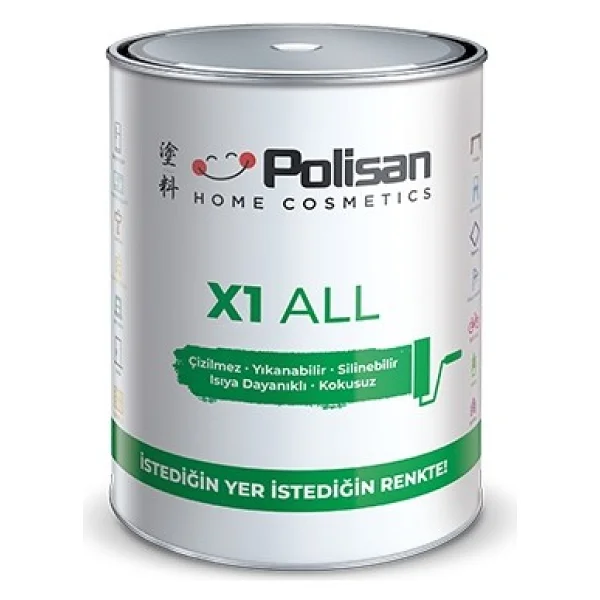 Polisan X1 All Tüm Zeminler Için Yıkanabilen Silinebilen Kokusuz Boya 0.75 Lt - Görsel 8