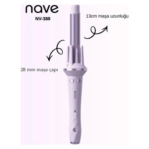 Nave Seramik Kaplama Otomatik Saç Maşası, 28MM, Mor, NV-388, 3 Kademeli Isı Ayarı, 170/190/210 Derece - Option-1 - 00-Siyah - Görsel 2
