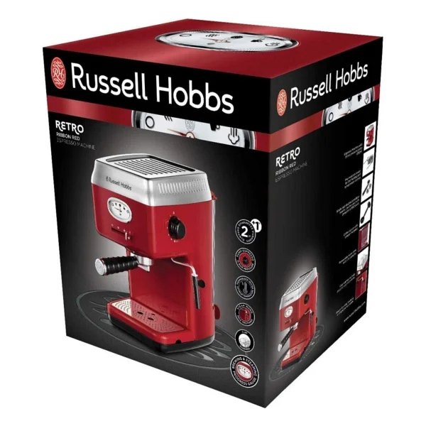 Russell Hobbs 28250-56 Retro Kırmızı Espresso Makinesi - Görsel 4