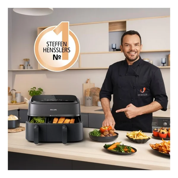 Philips Çift Hazneli Airfryer 3000 Serisi, 9l, 2 Hazneli Fryer, Teknolojisi, Aileniz Için Çok Yönlü Geniş AI - Görsel 2