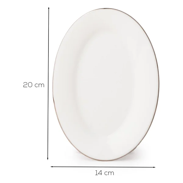 Porsima 4443 Gardenya Porselen Platin Fileli Kayık Tabak Seti - Oval Kahvaltılık Sunumluk Seti 20cm - 20 Cm - Görsel 3