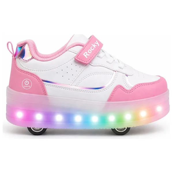 Rocky Sport Glow Kız Erkek Çocuk Patenli, Işıklı Rahat Spor Ayakkabı & Sneaker 4 Teker Kaykay Ayakkabı - Pembe - 34 - Görsel 2