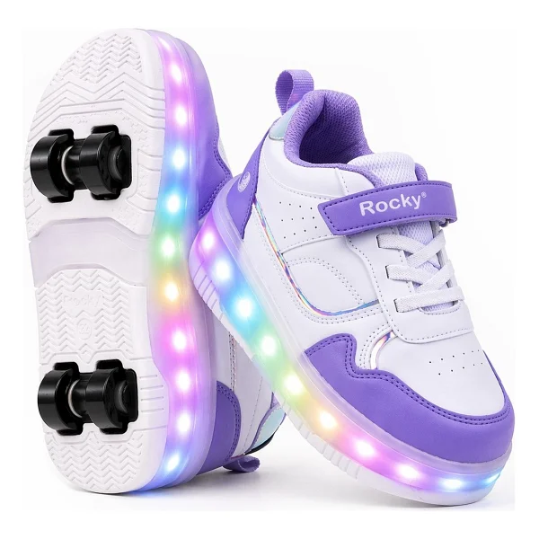 Rocky Sport Glow Kız Erkek Çocuk Patenli, Işıklı Rahat Spor Ayakkabı & Sneaker 4 Teker Kaykay Ayakkabı - Pembe - 34 - Görsel 5