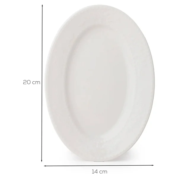 Porsima 4460 Burçak Porselen Kayık Tabak Seti - Oval Kahvaltılık Sunumluk Seti 20cm - 20 Cm - Görsel 4
