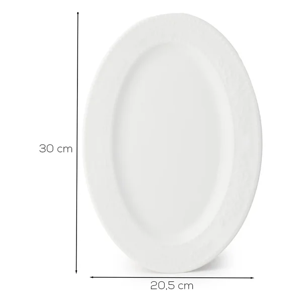 Porsima 4456 Burçak Porselen Kayık Tabak Seti - Oval Kahvaltılık Sunumluk Seti 30CM - 30 cm - Görsel 2
