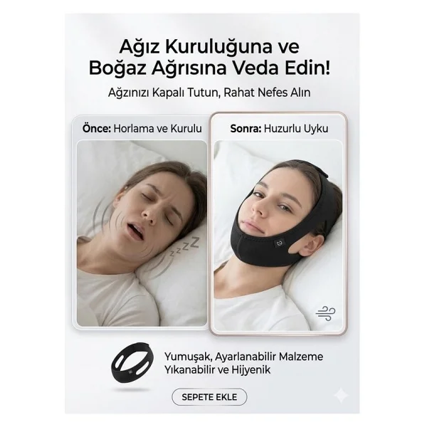 Ankaflex Premium Çene Yüz Maskesi Horlama Giderici Ağız Kuruluğu Için Uyku Korsesi - Görsel 3