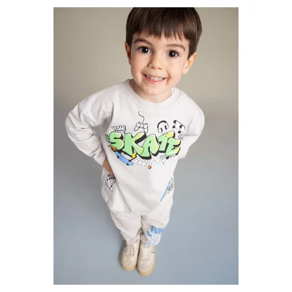 Civil Baby Çizgi Emp. Çiçek Nakışlı 6-18 Ay Sweatshirt - Bej 6-9 Ay - Görsel 9