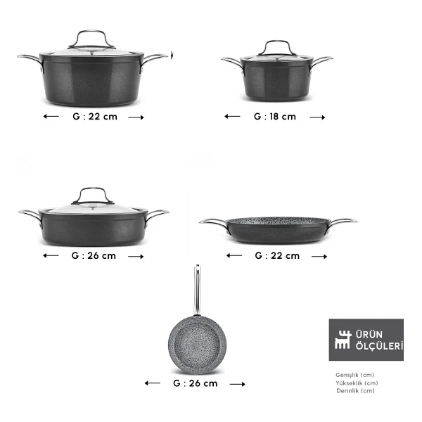 Emsan Biogranit Power Inox 8 Parça Tencere Seti - Görsel 3