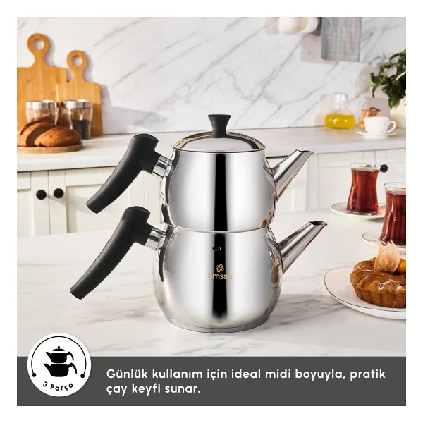 Emsan Alim Midi Çelik Çaydanlık - Görsel 7