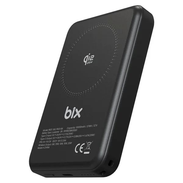Bix Pb121 Siyah 10000 mAh Hızlı Şarj Magsafe Powerbank - Görsel 2