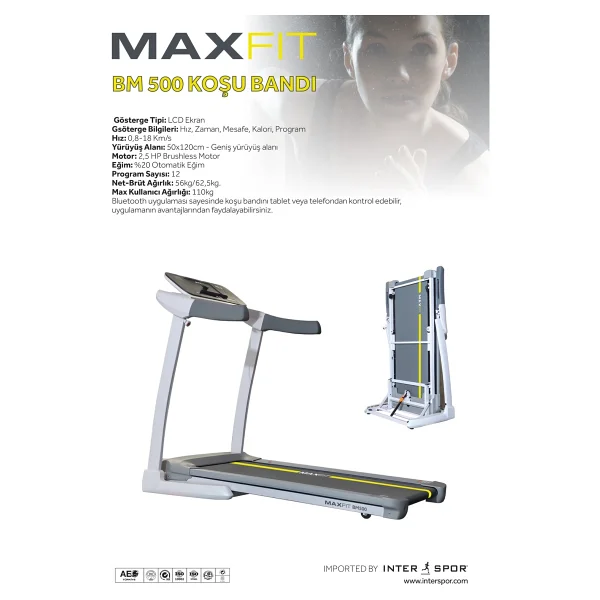 Maxfit BM500 Katlanabilir Koşu Bandı - Görsel 2