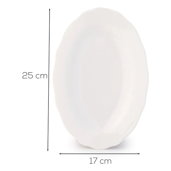 Porsima 4461 Gonca Porselen Kayık Tabak Seti - Oval Kahvaltılık Sunumluk Seti 25cm - Görsel 3