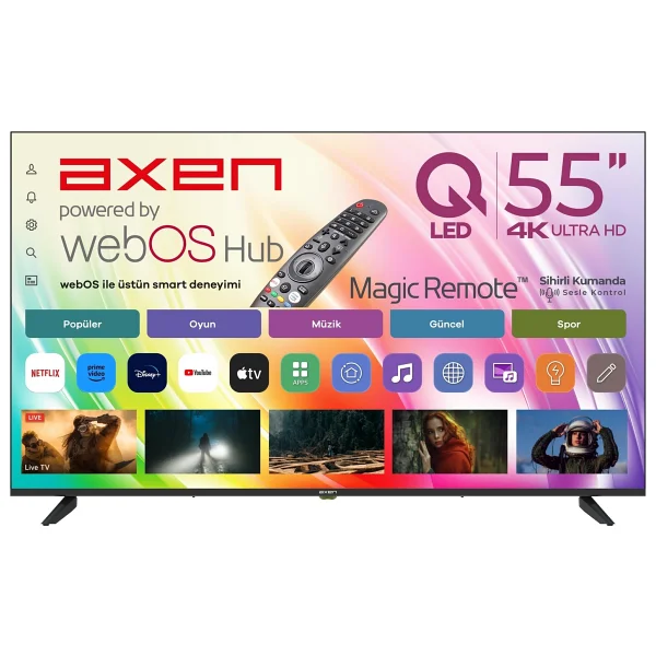 Axen Ax55quprl-W02m 4K Ultra HD 55" 140 Ekran Uydu Alıcılı Webos Smart QLED TV - Görsel 6