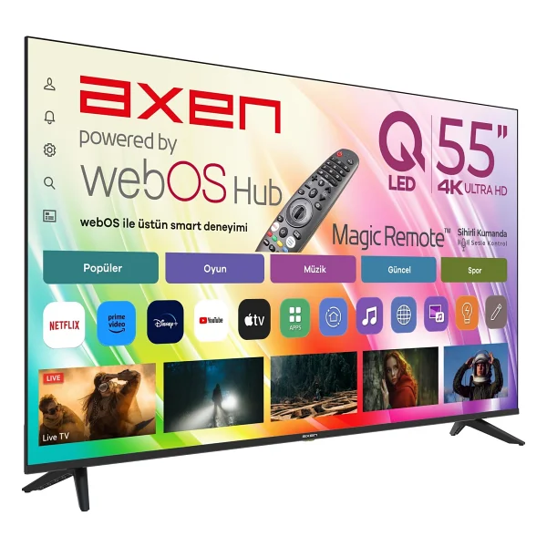 Axen Ax55quprl-W02m 4K Ultra HD 55" 140 Ekran Uydu Alıcılı Webos Smart QLED TV - Görsel 7