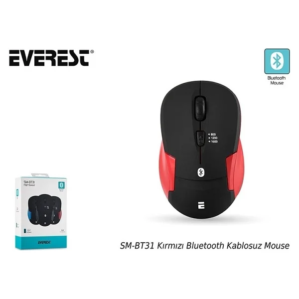 Everest Sm-Bt31 Kırmızı Optik Kablosuz Mouse - Görsel 4