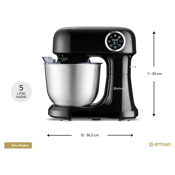 Emsan Bella Gusto Pro Dijital 1500 W Siyah 5 Lt Stand Mikser - Görsel 2