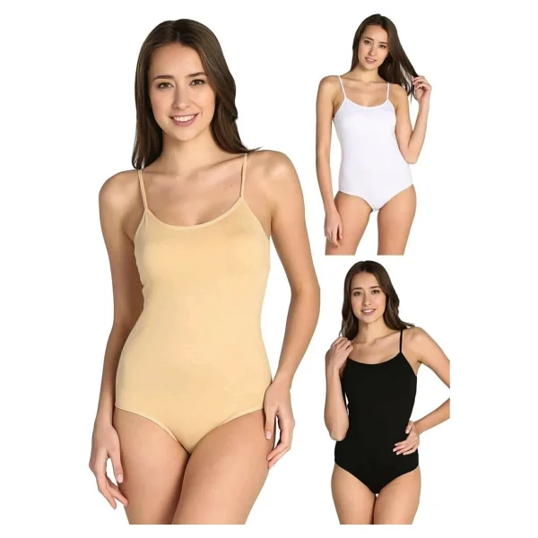 Tutku Kadın Siyah 3'lü Paket İp Askılı Likralı Çıtçıtlı Body Zıbın - Görsel 6