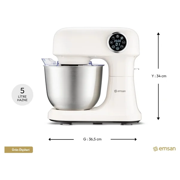 Emsan Bella Gusto Pro Dijital 1500 W Krem 5 Lt Stand Mikser - Görsel 2
