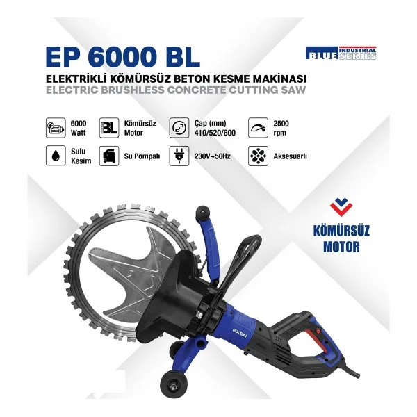 Exen Ep 6000 Bl 6000 W 410 Mm Beton Kesme Makinesi - Görsel 2