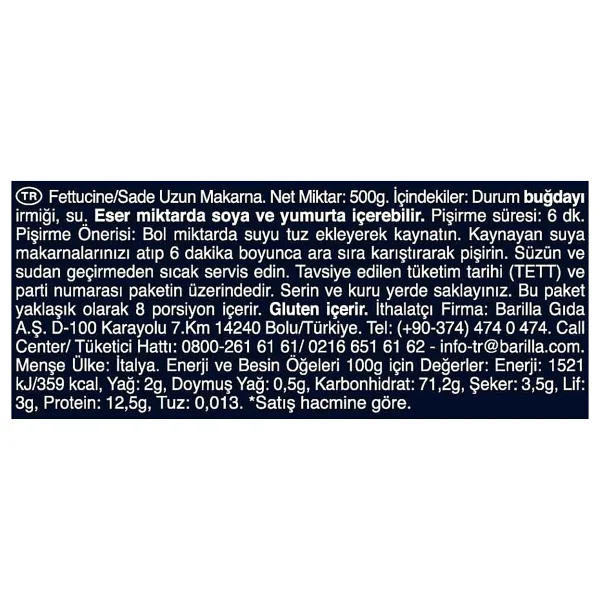 Barilla Fettucine Makarna 500 Gr - Görsel 3
