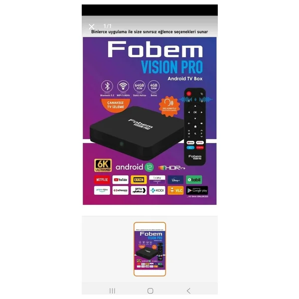 Fobem Vision Pro 6k Android TV Box - Görsel 2