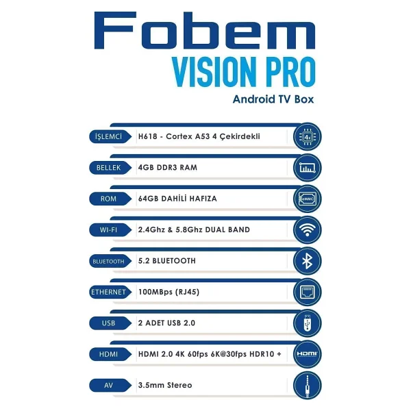 Fobem Vision Pro 6k Android TV Box - Görsel 4