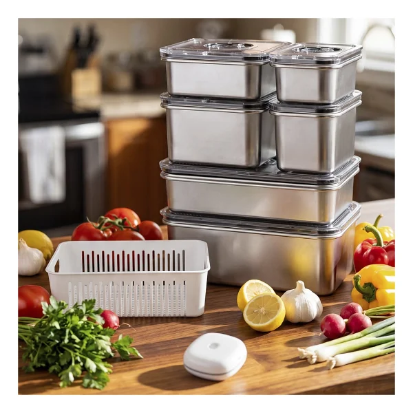 Aryıldız Vacuum & Fresh 14 Parça Çelik Saklama Kabı - Görsel 8