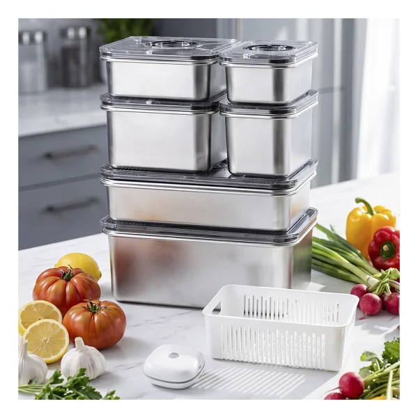 Aryıldız Vacuum & Fresh 14 Parça Çelik Saklama Kabı - Görsel 2