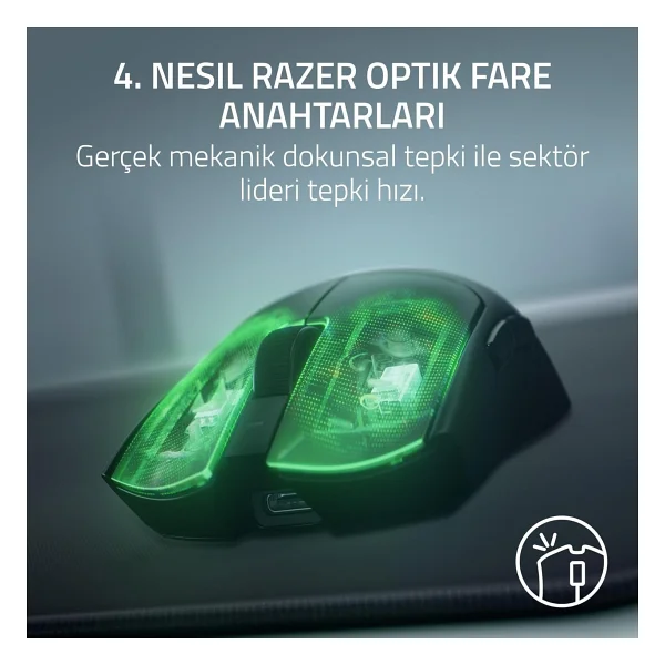 Razer Viper V4 Pro Siyah Şarjlı Makrolu Optik Kablolu/Kablosuz Oyuncu Mouse - Görsel 5