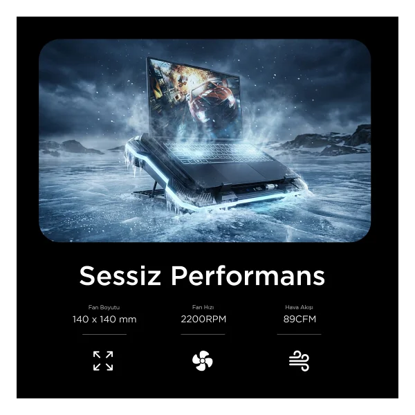 Rampage Cyclone S49 RGB Fanlı 19" Laptop Soğutucu - Görsel 3
