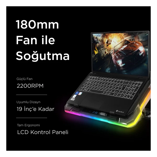 Rampage Cyclone S49 RGB Fanlı 19" Laptop Soğutucu - Görsel 4