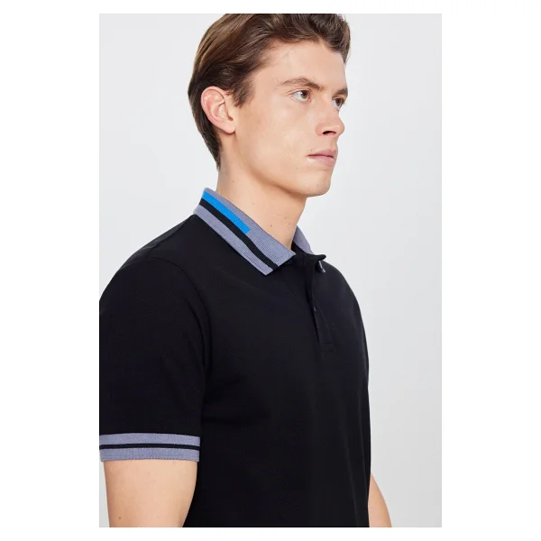 Altınyıldız Classıcs Erkek Siyah %100 Pamuk Kıvrılmaz Pike Polo Yaka Slim Fit Dar Kesim Tişört - Görsel 6