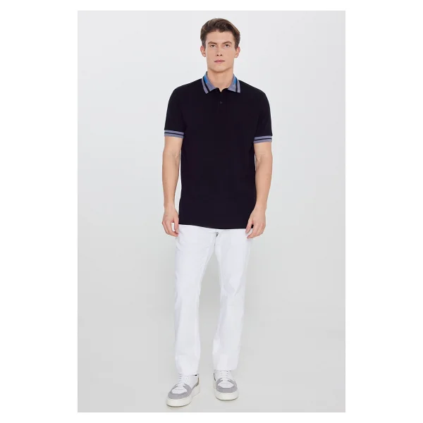 Altınyıldız Classıcs Erkek Siyah %100 Pamuk Kıvrılmaz Pike Polo Yaka Slim Fit Dar Kesim Tişört - Görsel 7