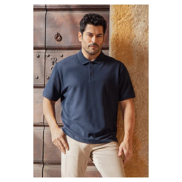 Altınyıldız Classıcs Erkek Lacivert %100 Pamuk Kıvrılmaz Pike Polo Yaka Slim Fit Dar Kesim Tişört - Görsel 6