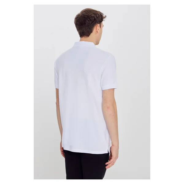 Altınyıldız Classıcs Erkek Beyaz %100 Pamuk Kıvrılmaz Pike Polo Yaka Slim Fit Dar Kesim Tişört - Görsel 8