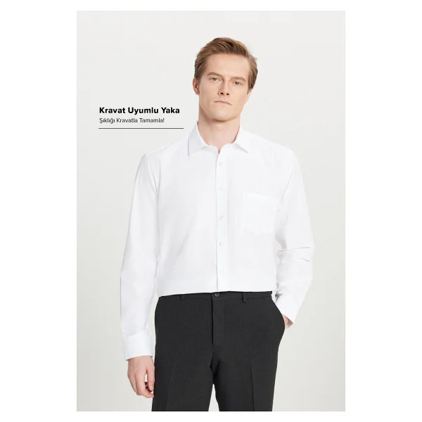 Altınyıldız Classics Erkek Beyaz Ütülemesi Kolay Non-Iron Comfort Fit Rahat Kesim Klasik Yaka Gömlek - Görsel 9