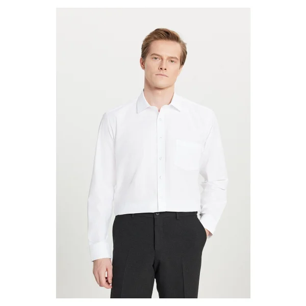 Altınyıldız Classics Erkek Beyaz Ütülemesi Kolay Non-Iron Comfort Fit Rahat Kesim Klasik Yaka Gömlek - Görsel 6