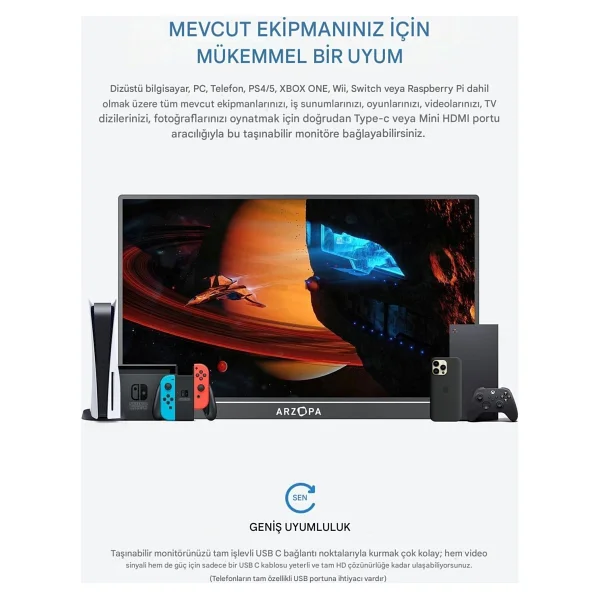Arzopa A1m 17.3" Full HD Ips 60 Hz Taşınabilir Monitör - Görsel 3