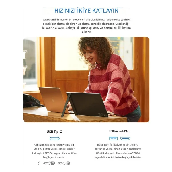 Arzopa A1m 17.3" Full HD Ips 60 Hz Taşınabilir Monitör - Görsel 7
