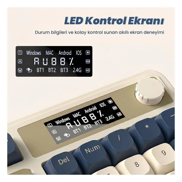 Aula S99 Pro Retro RGB Kablolu/Kablosuz Oyuncu Klavyesi - Görsel 3