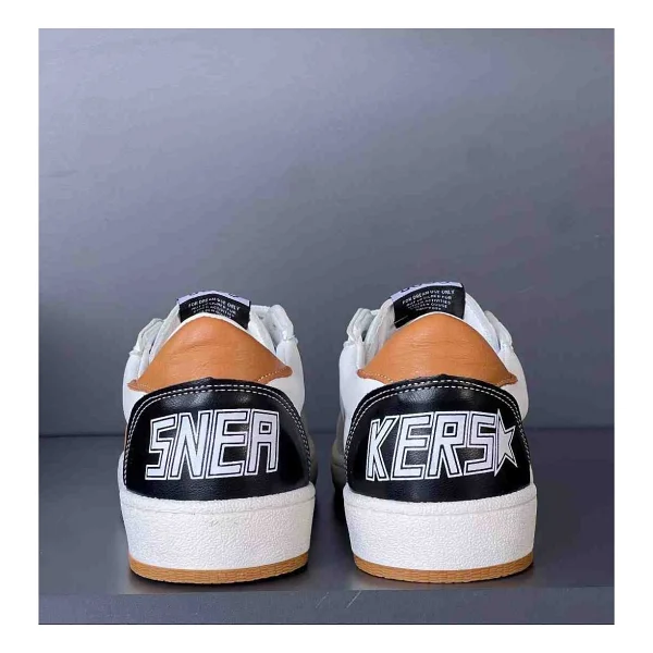 Golden Goose Ball Star Beyaz Deri Erkek Sneaker - Taba Yıldız Detaylı - Beyaz - Taba - Siyah - 44 - Görsel 5