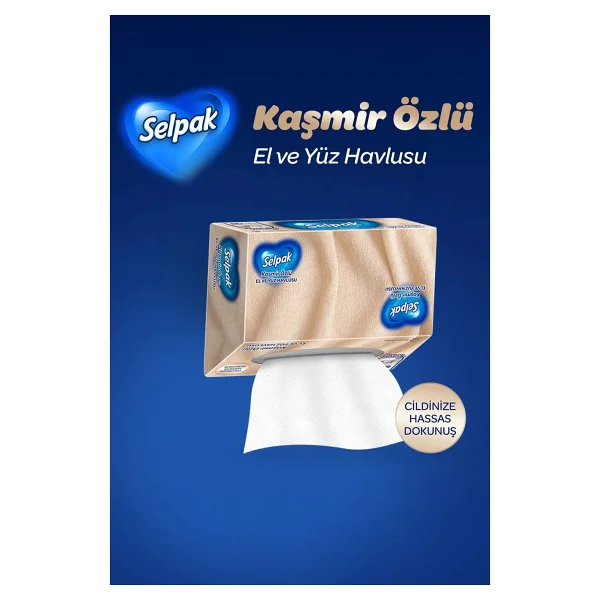 Selpak El Ve Yüz Havlusu Kutulu Kaşmir Özlü 4x80 Yaprak - Görsel 3