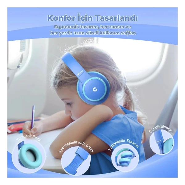 İclever Bth26 ANC Mavi Kulak Üstü Bluetooth Kulaklık - Görsel 8