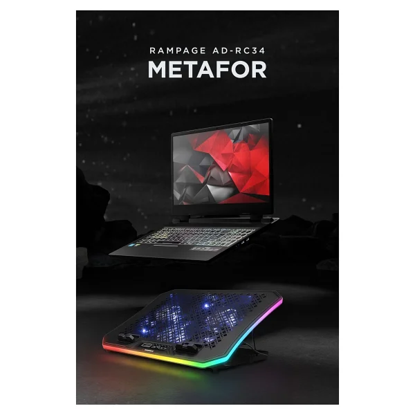 Rampage Ad-Rc34 Metafor 6 Fanlı RGB Laptop Soğutucu - Görsel 2