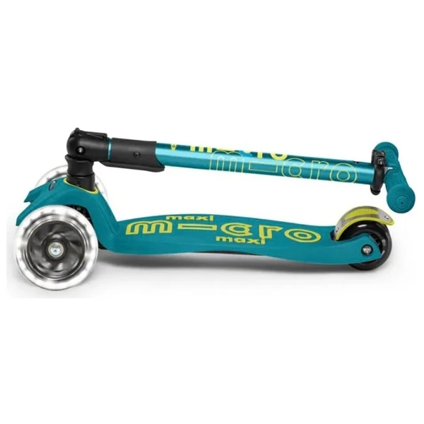 Micro Maxi Deluxe 3 Tekerlekli Foldable Scooter 5 - 7 Yaş İçin Yeşil Renkli LED Işıklı - Görsel 5