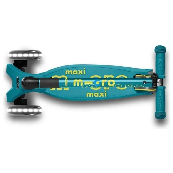 Micro Maxi Deluxe 3 Tekerlekli Foldable Scooter 5 - 7 Yaş İçin Yeşil Renkli LED Işıklı - Görsel 9