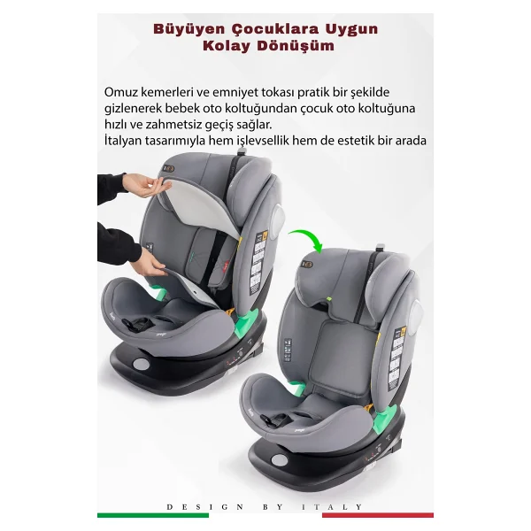 Prego Tronfix I-Size Gri 0-36 Kg Oto Koltuğu - Görsel 7