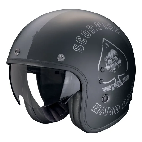 Scorpion Belfast Evo Spade Açık Motosiklet Kaskı Mat Siyah Gümüş - Görsel 4